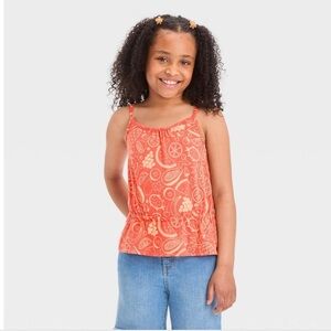 Girls' Sleeveless Peplum Knit Top - Cat & Jack™ Coral Orange M